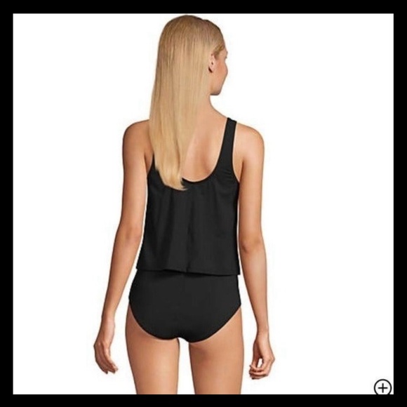 Land's end swimsuit black FAUXKINI V-NECK - Picture 4 of 7